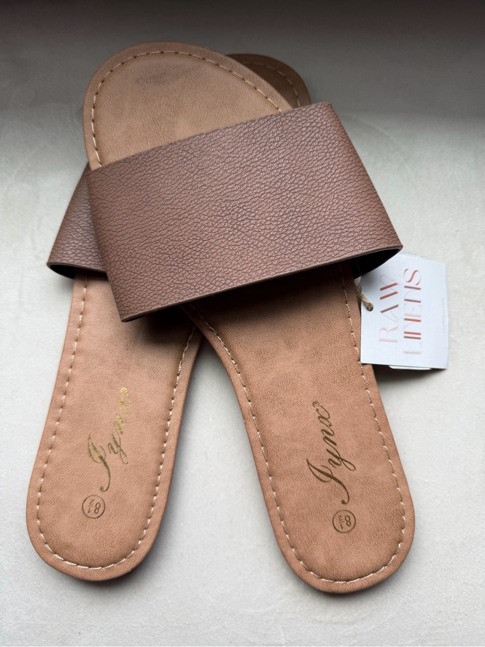 Brown Slide Sandals - Wide Strap